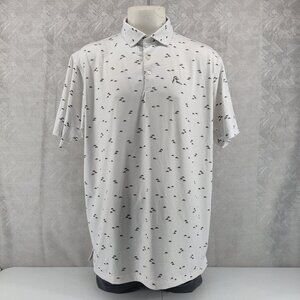 Rhoback Polo Shirt Mens 2XL White Armadillo Print Texas Flag Performance Golf
